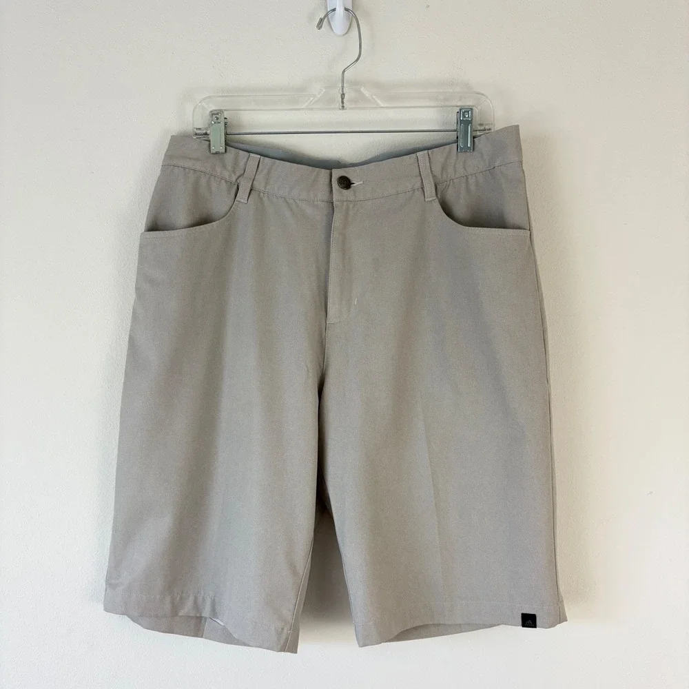 Adidas Golf Shorts Mens 34 Stone Gray Flat Front Performance Stretch Activewear